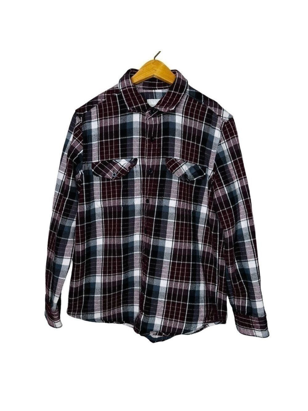 American‎ Eagle Thick Plaid Cotton Flannel Classic Fit Shirt Men’s Size Large